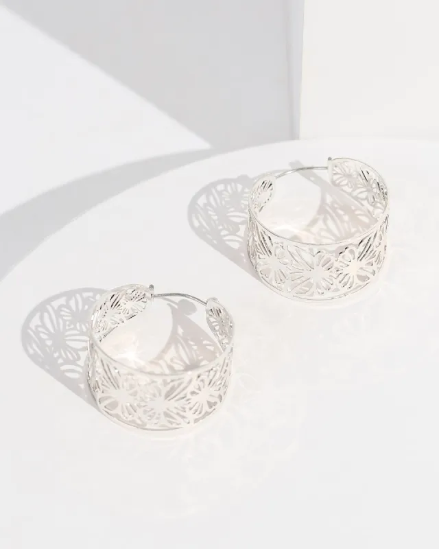 Silver Butterfly Filagree Hoop Eearrings sold by Collete Hayman