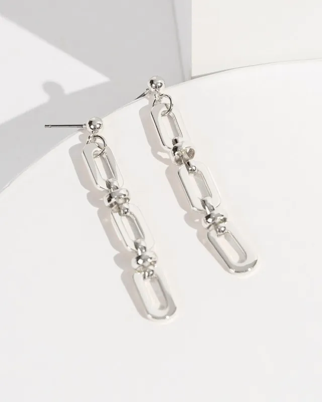 Silver Rectangle Chain Drop Earrings sold by Collete Hayman