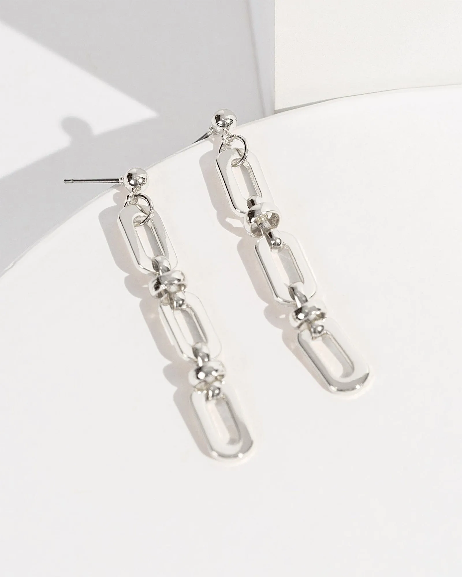 Silver Rectangle Chain Drop Earrings sold by Collete Hayman