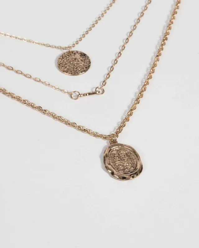 Gold Multi Textured Pendant Necklace sold by Collete Hayman