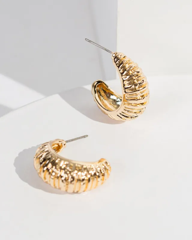 Gold Textured Chunky Hoop Earrings sold by Collete Hayman