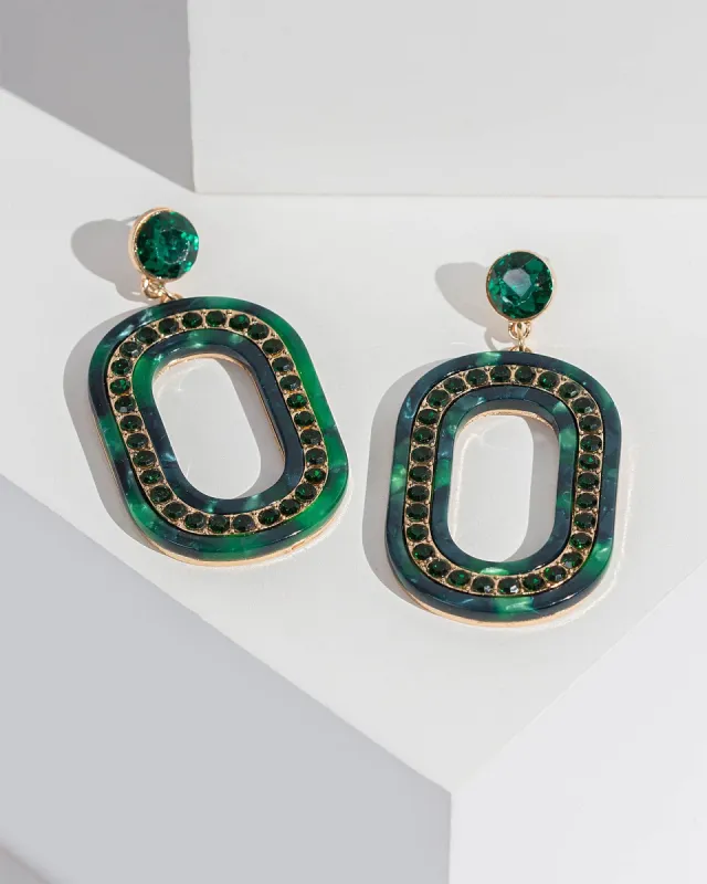 Green Crystal Framed Acrylic Earrings sold by Collete Hayman