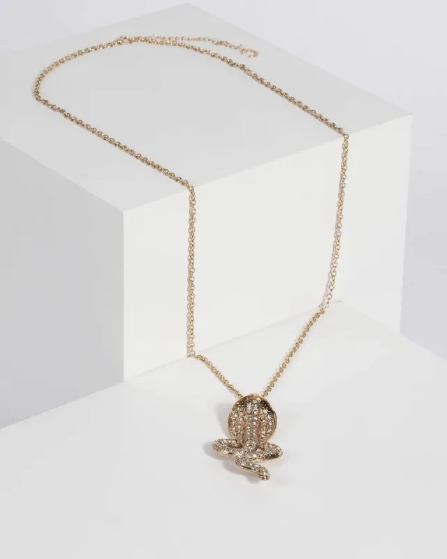 Gold Crystal Snake Pendant Necklace sold by Collete Hayman