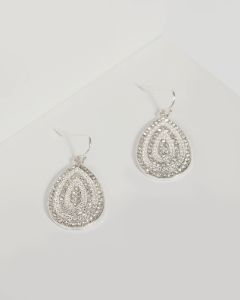 Silver Metal Diamante Teardrop Earrings sold by Collete Hayman