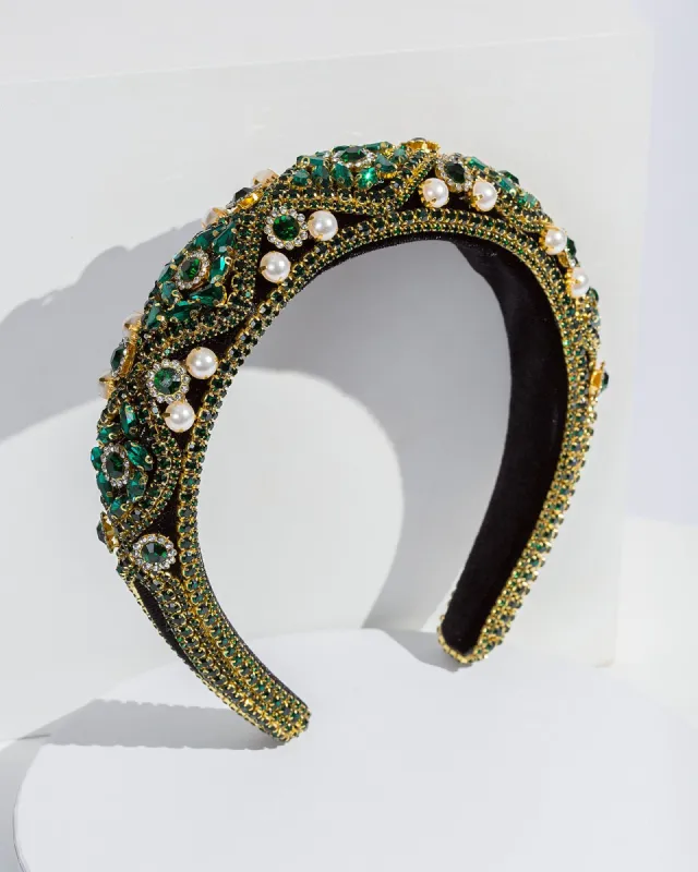 Green Crystal And Pearl Headband sold by Collete Hayman