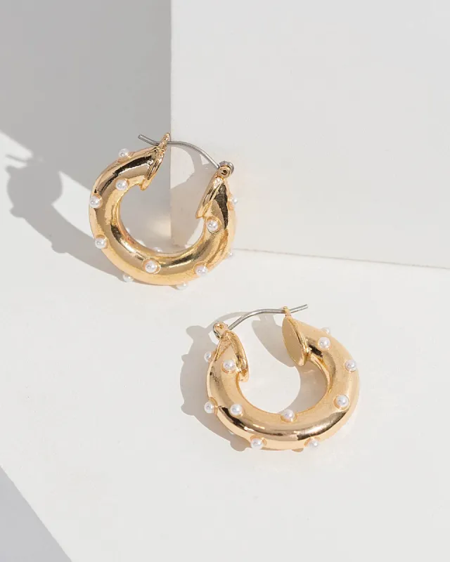 Little Pearl Detail Hoop Earrings sold by Collete Hayman