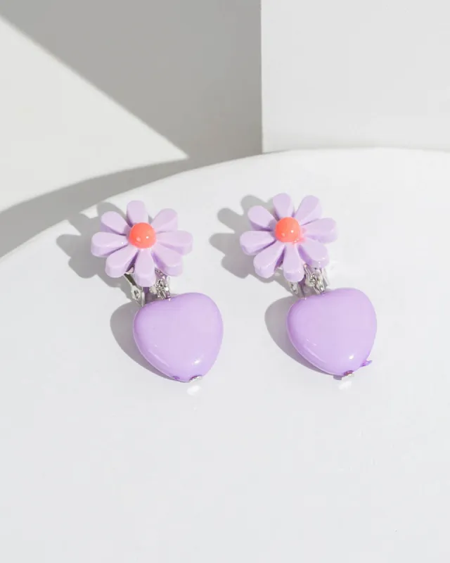 Purple Flower Clip On Earrings sold by Collete Hayman