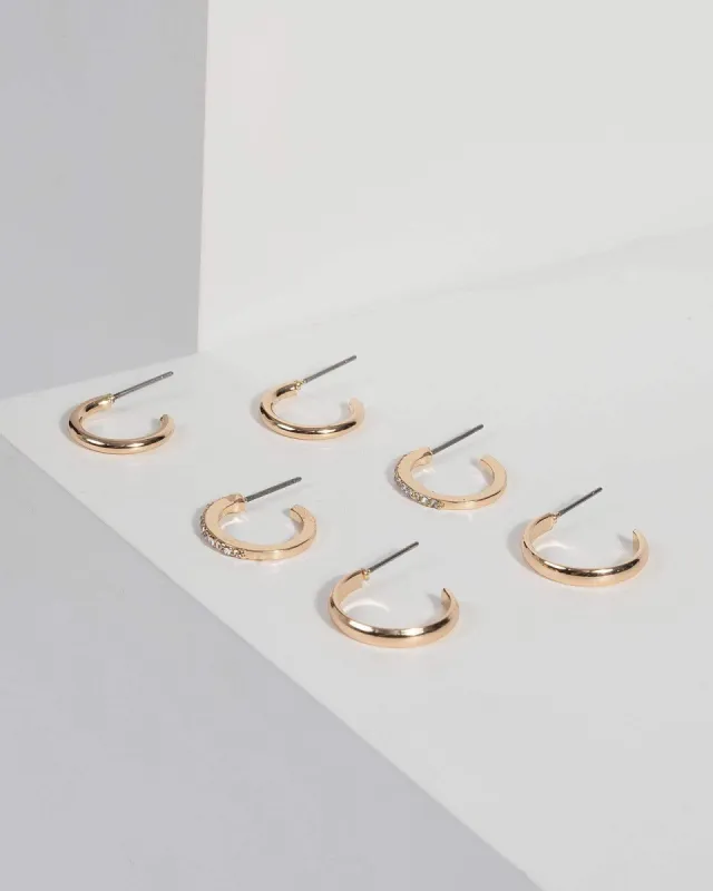 Gold Mini Hoop Earring Set sold by Collete Hayman
