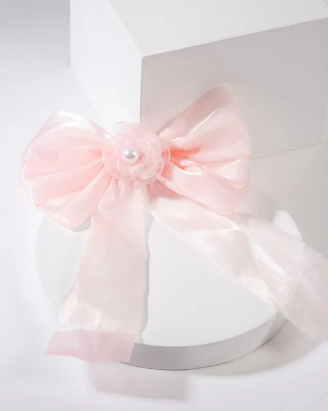 Pink Flower Detail Large Hair Bow sold by Collete Hayman