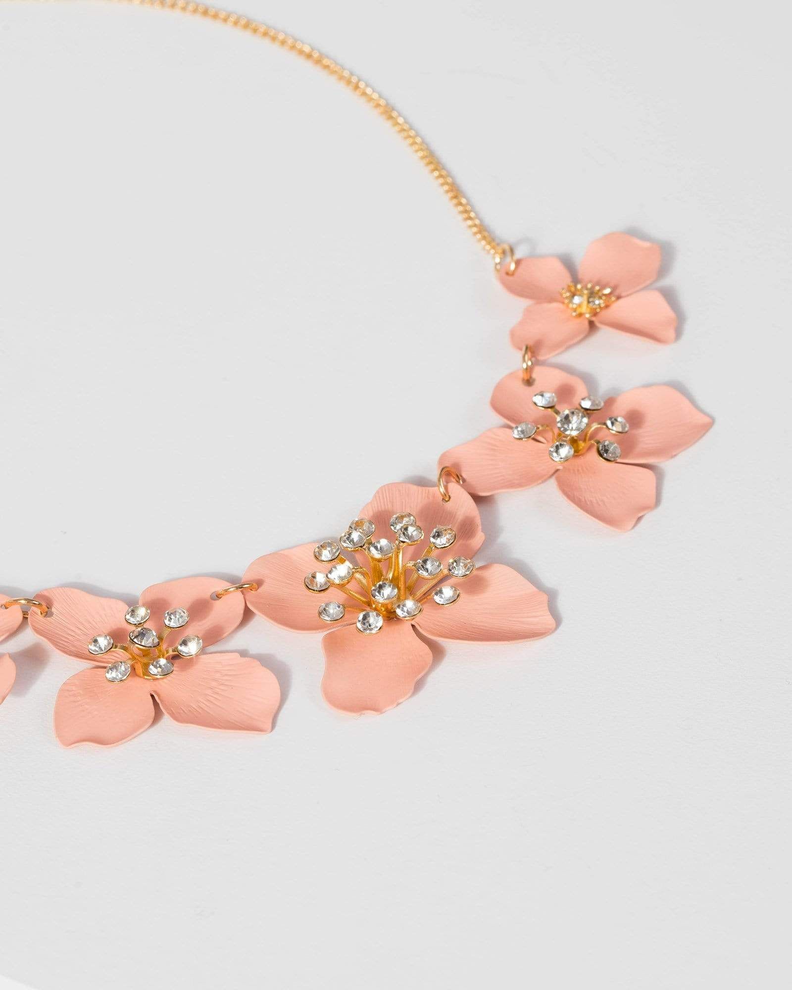 Pink Metal Crystal Flower Necklace sold by Collete Hayman