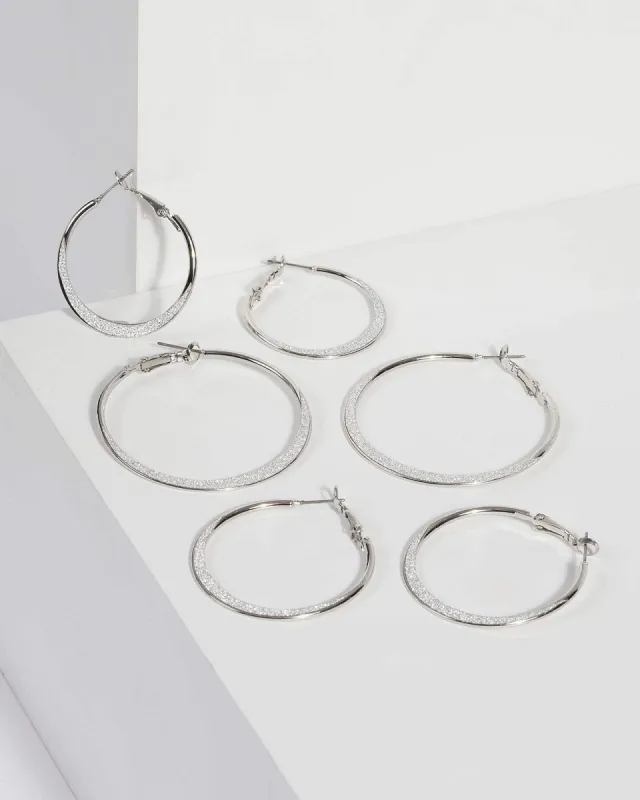 Silver Multi Glitter Hoop Earring Set sold by Collete Hayman