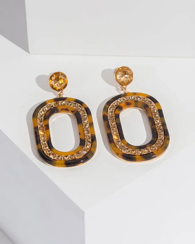 Brown Crystal Framed Acrylic Earrings sold by Collete Hayman