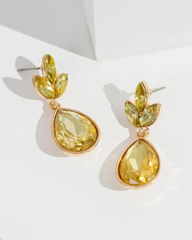 Yellow Crystal Cluster Drop Earrings sold by Collete Hayman