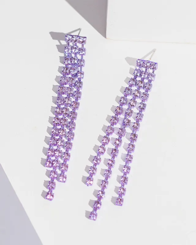 Purple Crystal Tassel Drop Earrings sold by Collete Hayman