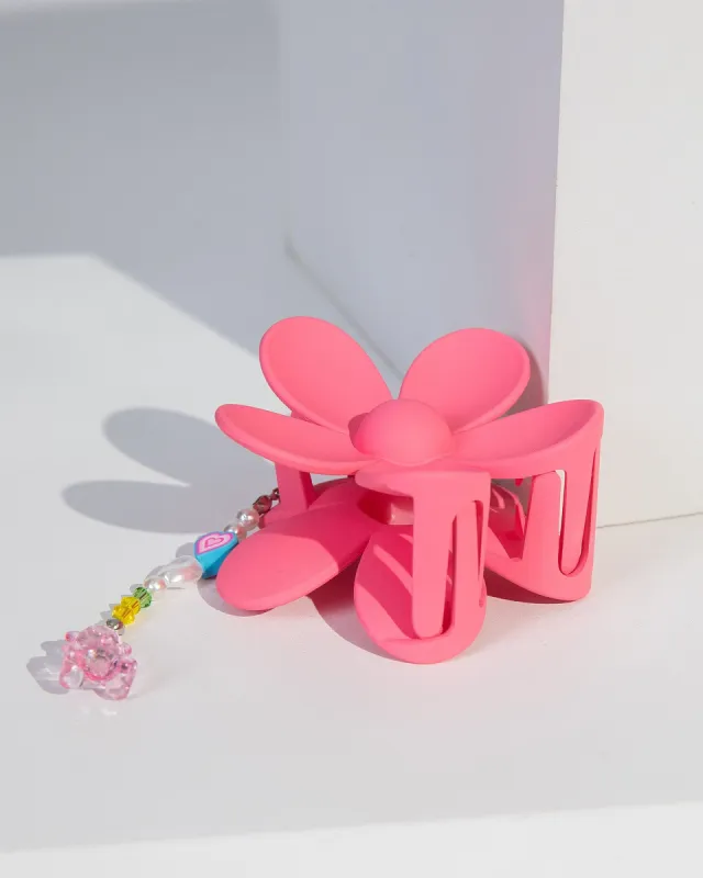 Pink Flower Charm Detail Claw Clip sold by Collete Hayman