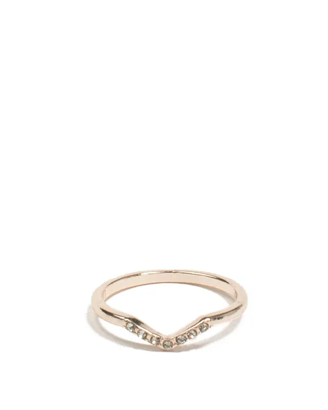 Rose Gold Tone Diamante Stone Pave Ring - Large sold by Collete Hayman