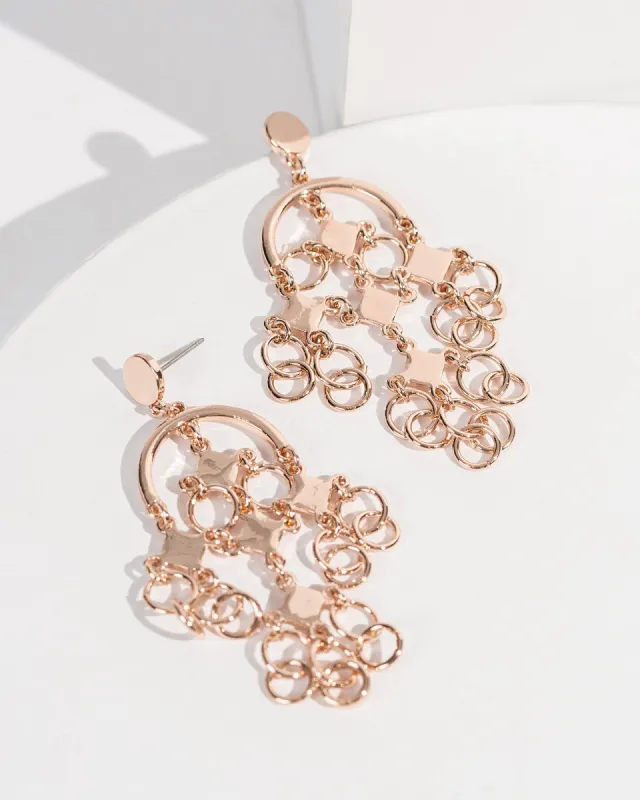 Rose Gold Diamond Chain Dangle Stud Eearrings sold by Collete Hayman