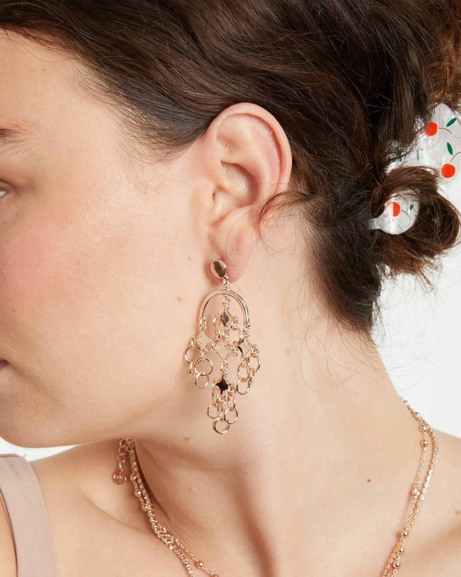 Rose Gold Diamond Chain Dangle Stud Eearrings sold by Collete Hayman product image thumbnail 2