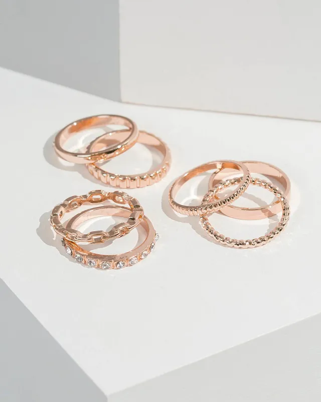 Rose Gold Multi Texture Band Ring Pack sold by Collete Hayman