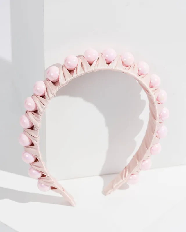 Pink Pearl And Fabric Detail Headband sold by Collete Hayman
