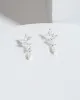 Silver Cubic Zirconia Crystal Leaves Postdrop Earrings sold by Collete Hayman