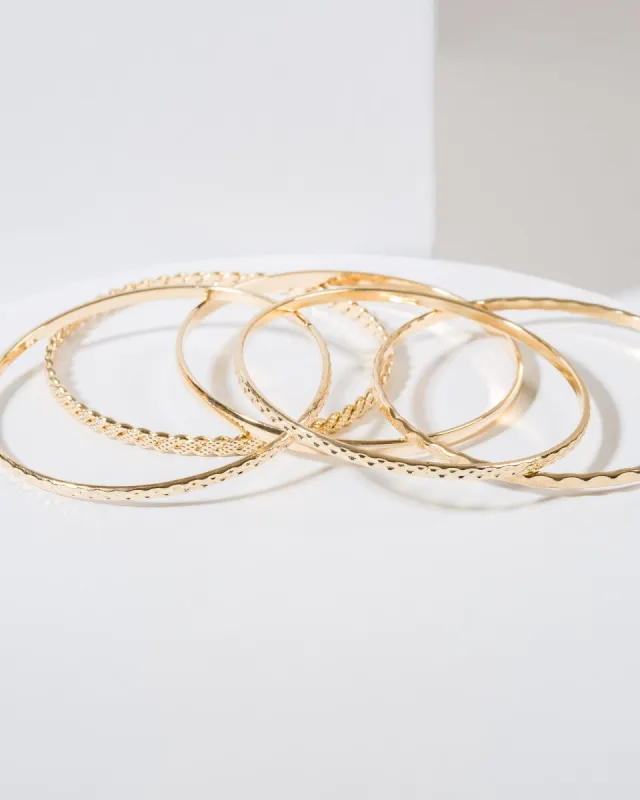 Gold Textured Bangle Bracelet Pack sold by Collete Hayman