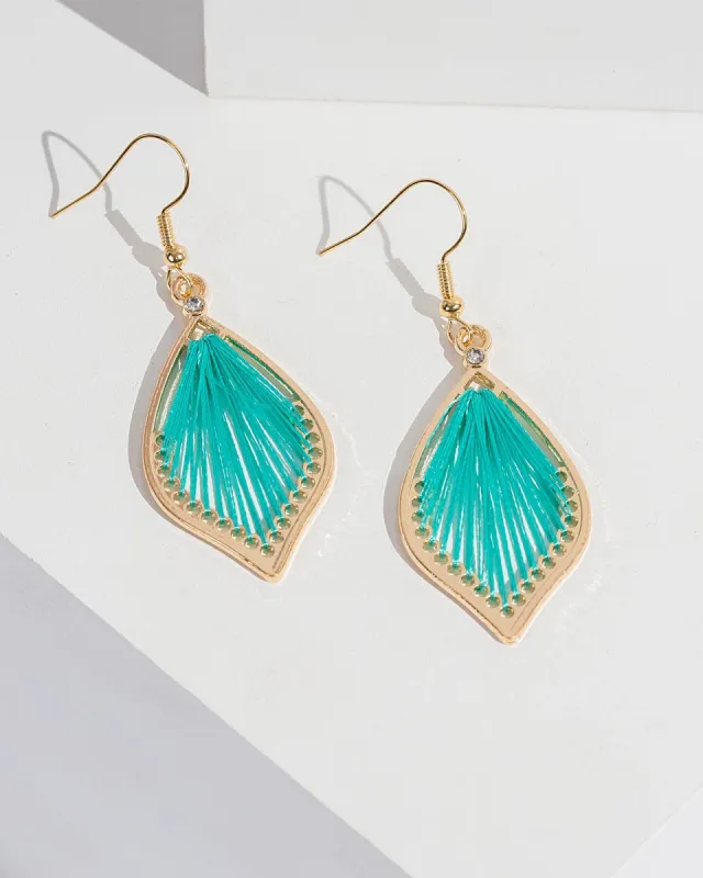 Green Thread Wrapped Tear Drop Earrings sold by Collete Hayman
