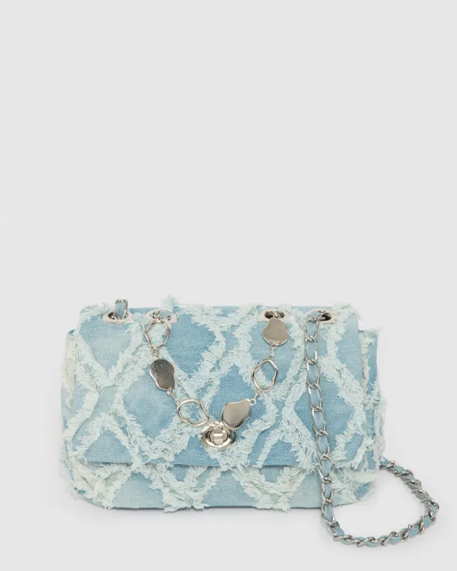 Blue Gianna Chambray Crossbody Bag sold by Collete Hayman