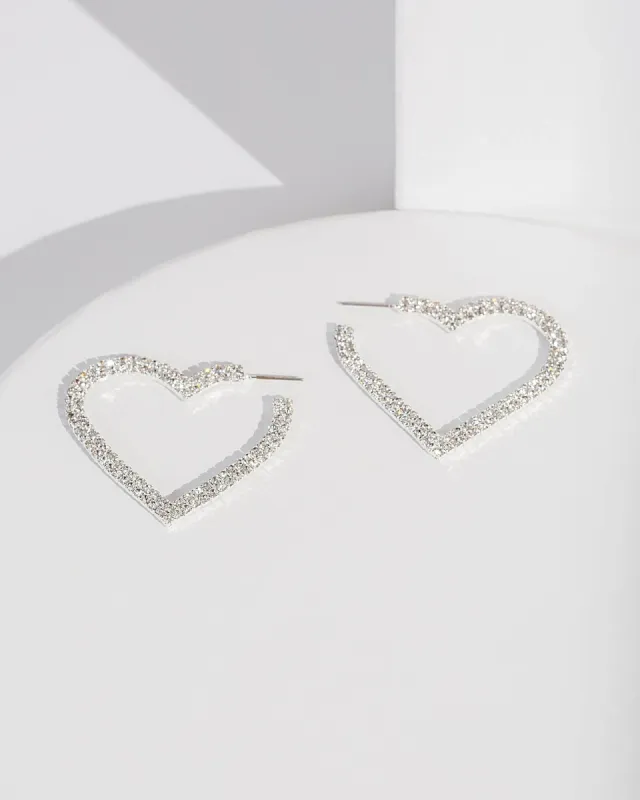 Silver Heart Crystal Hoop Earrings sold by Collete Hayman