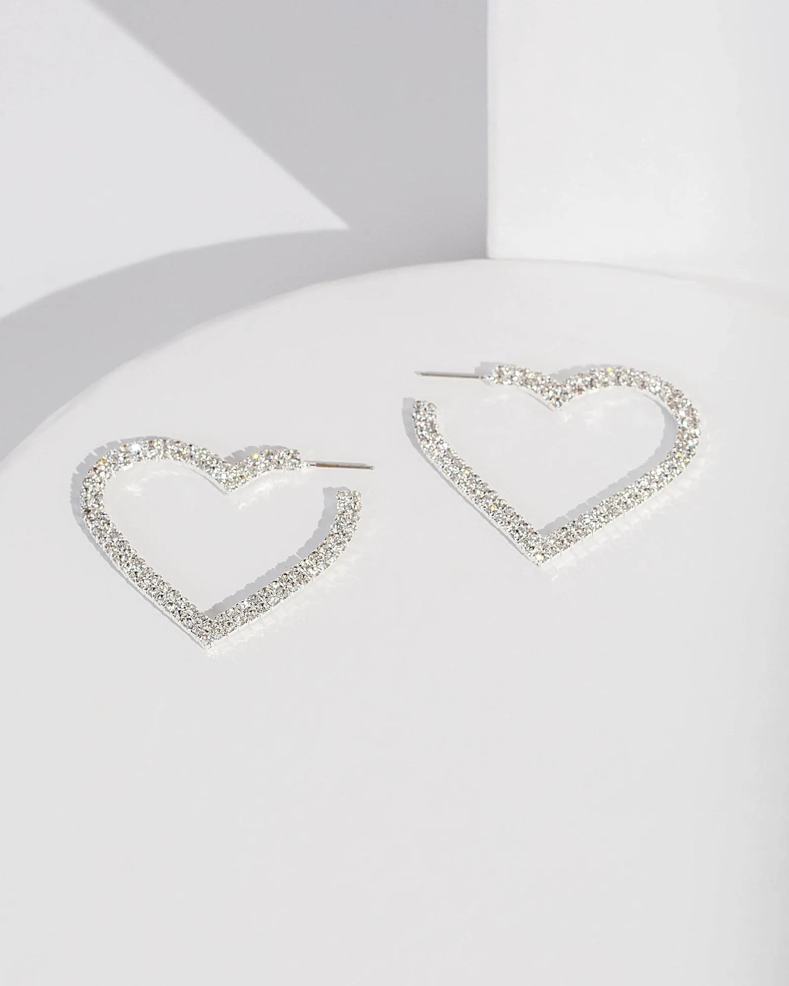 Silver Heart Crystal Hoop Earrings sold by Collete Hayman