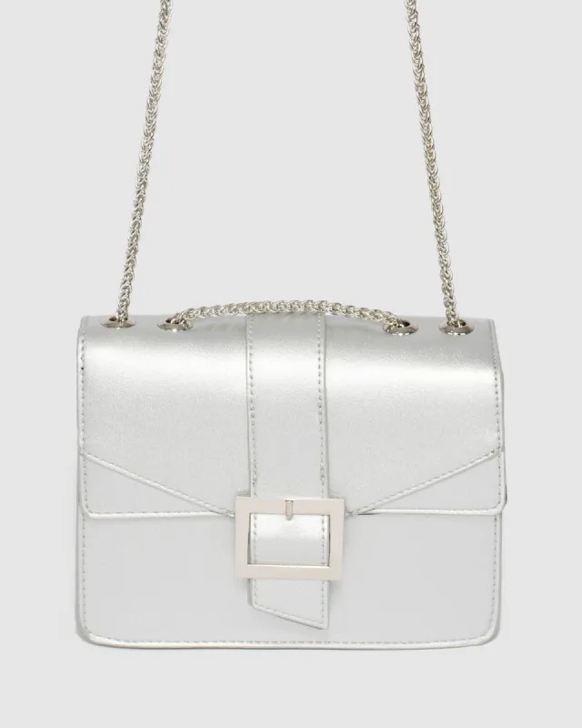 Mikah Buckle Silver Crossbody Bag sold by Collete Hayman