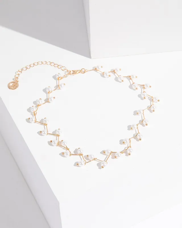 White Pearl Around Choker Necklace sold by Collete Hayman