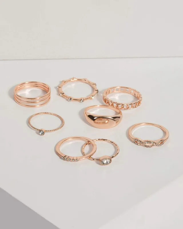 Rose Gold Diamante Multi Ring Set sold by Collete Hayman