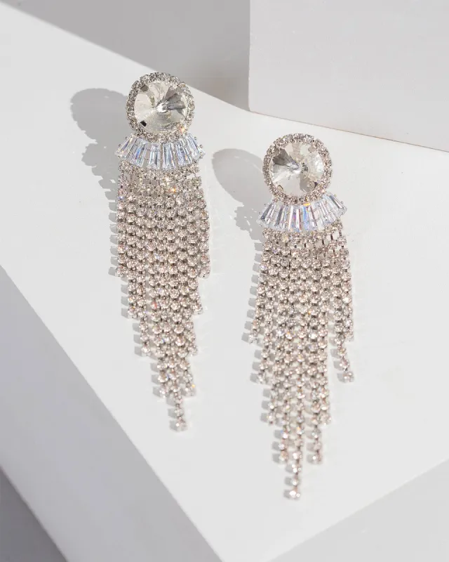 Crystal Diamond Fringe Drop Earrings sold by Collete Hayman