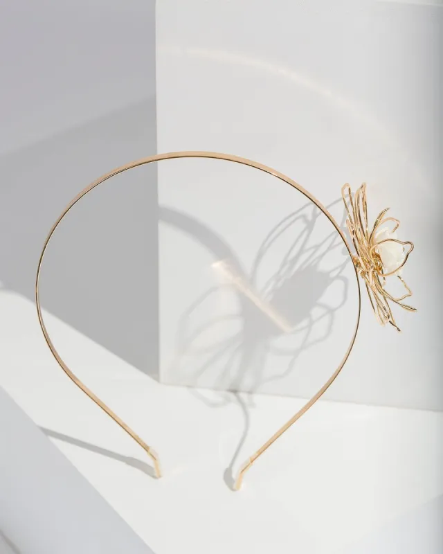 Gold Flower Outline Detail Headband sold by Collete Hayman