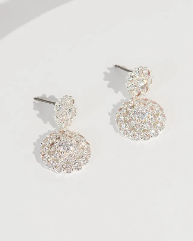 Silver Cubic Zirconia Crystal Circle Earrings sold by Collete Hayman