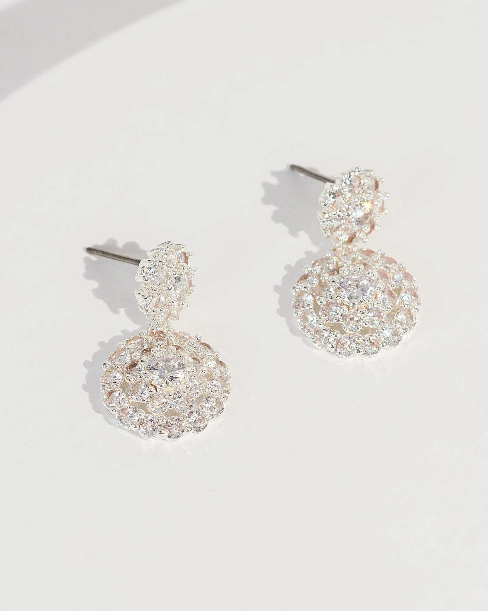 Silver Cubic Zirconia Crystal Circle Earrings sold by Collete Hayman