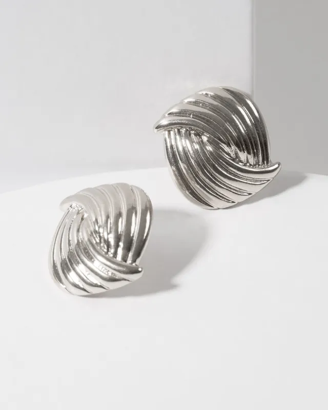 Silver Lined Overlap Clip On Earrings sold by Collete Hayman