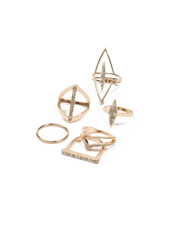 Gold Tone Diamante Angle Ring Pack - Medium sold by Collete Hayman