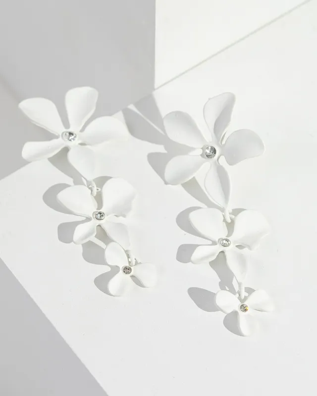 White Coated Flower Drop Earrings sold by Collete Hayman
