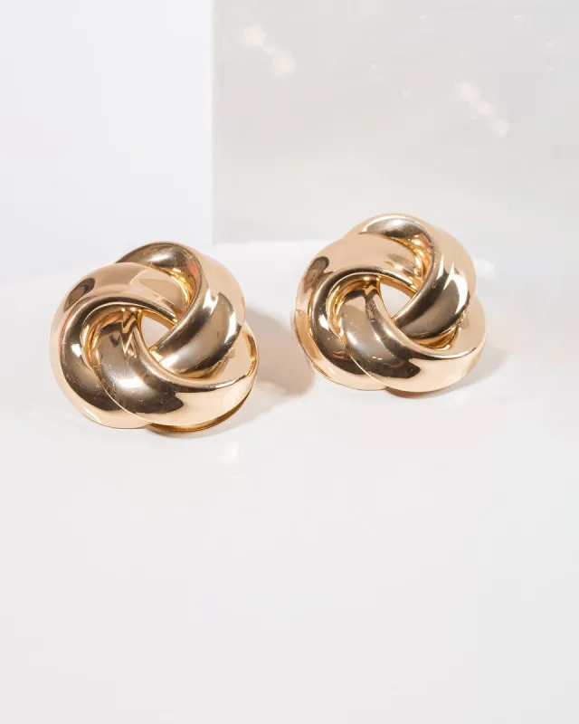 Gold Medium Twist Knot Stud Earrings sold by Collete Hayman