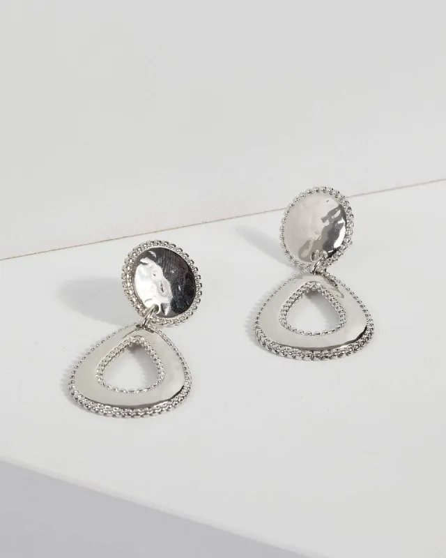 Silver Textured Metal Drop Earrings sold by Collete Hayman