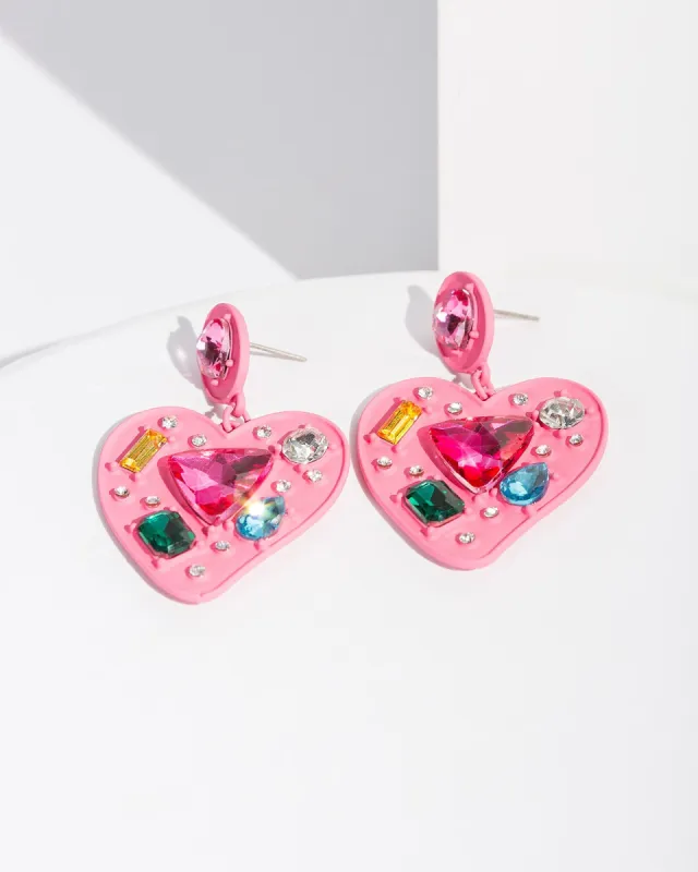 Pink Crystals Heart Earrings sold by Collete Hayman