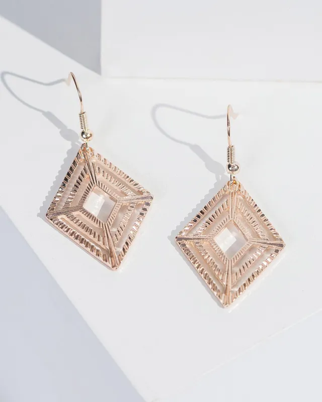Rose Gold Multi Diamond Shape Drop Earrings sold by Collete Hayman