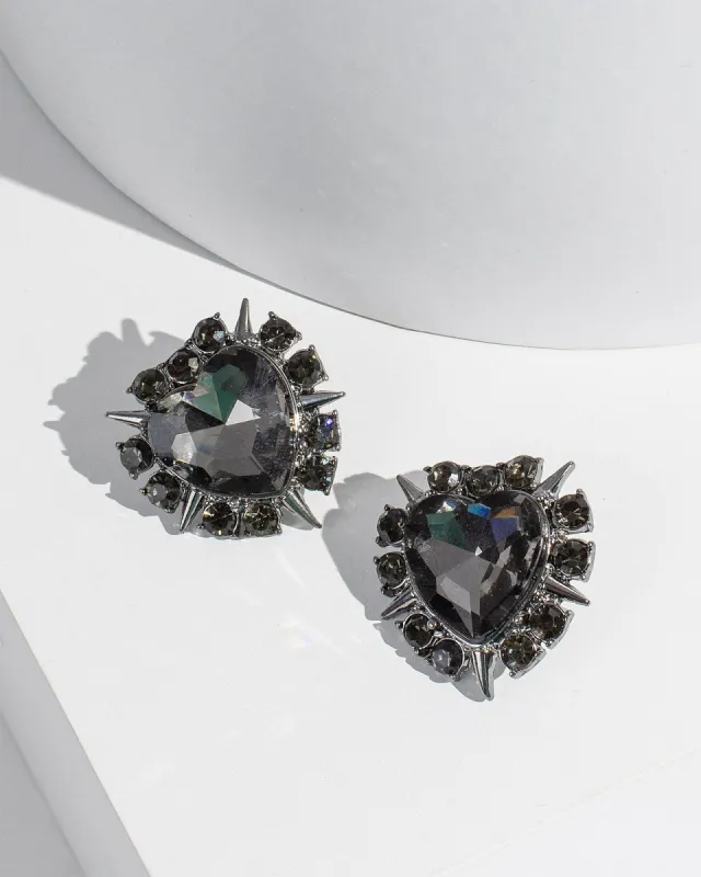 Grey Spike Heart Stud Earrings sold by Collete Hayman