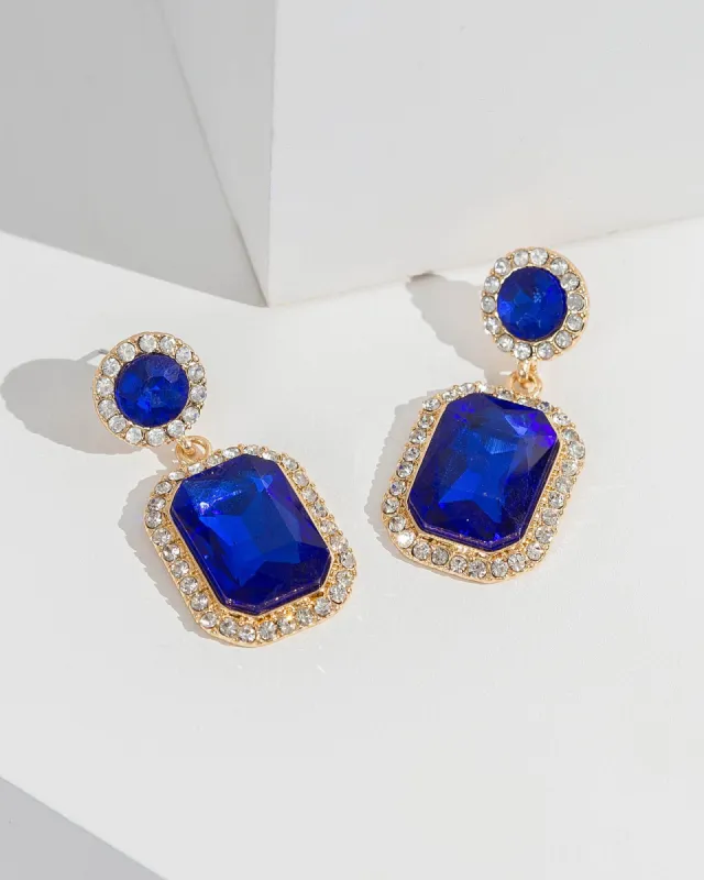 Navy Pave Framed Drop Earrings sold by Collete Hayman