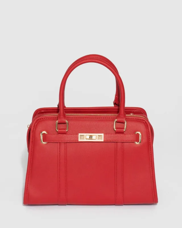 Red Lynne Webbing Tote Bag sold by Collete Hayman