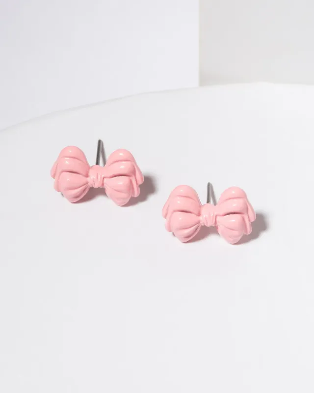 Pink Bow Stud Earrings sold by Collete Hayman