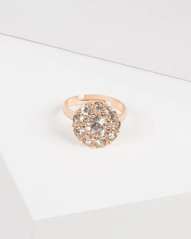 Gold Diamante Circle Flower Band Ring sold by Collete Hayman