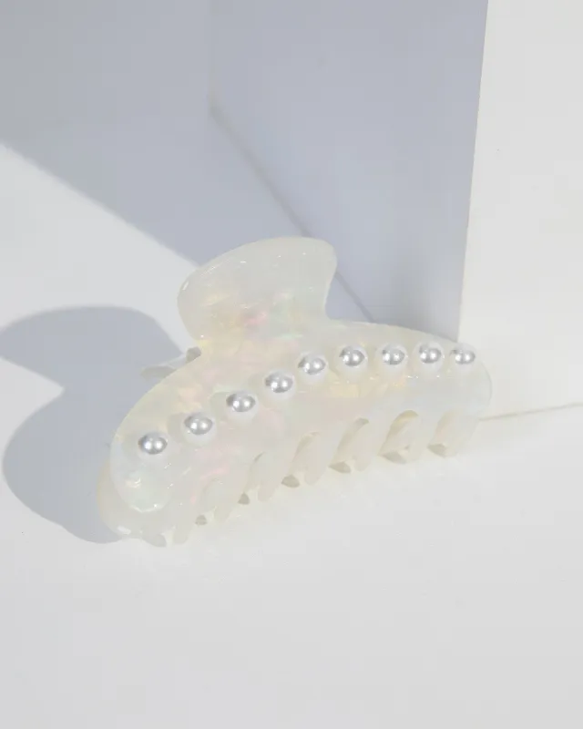 White Pearl Acrylic Claw Clip sold by Collete Hayman